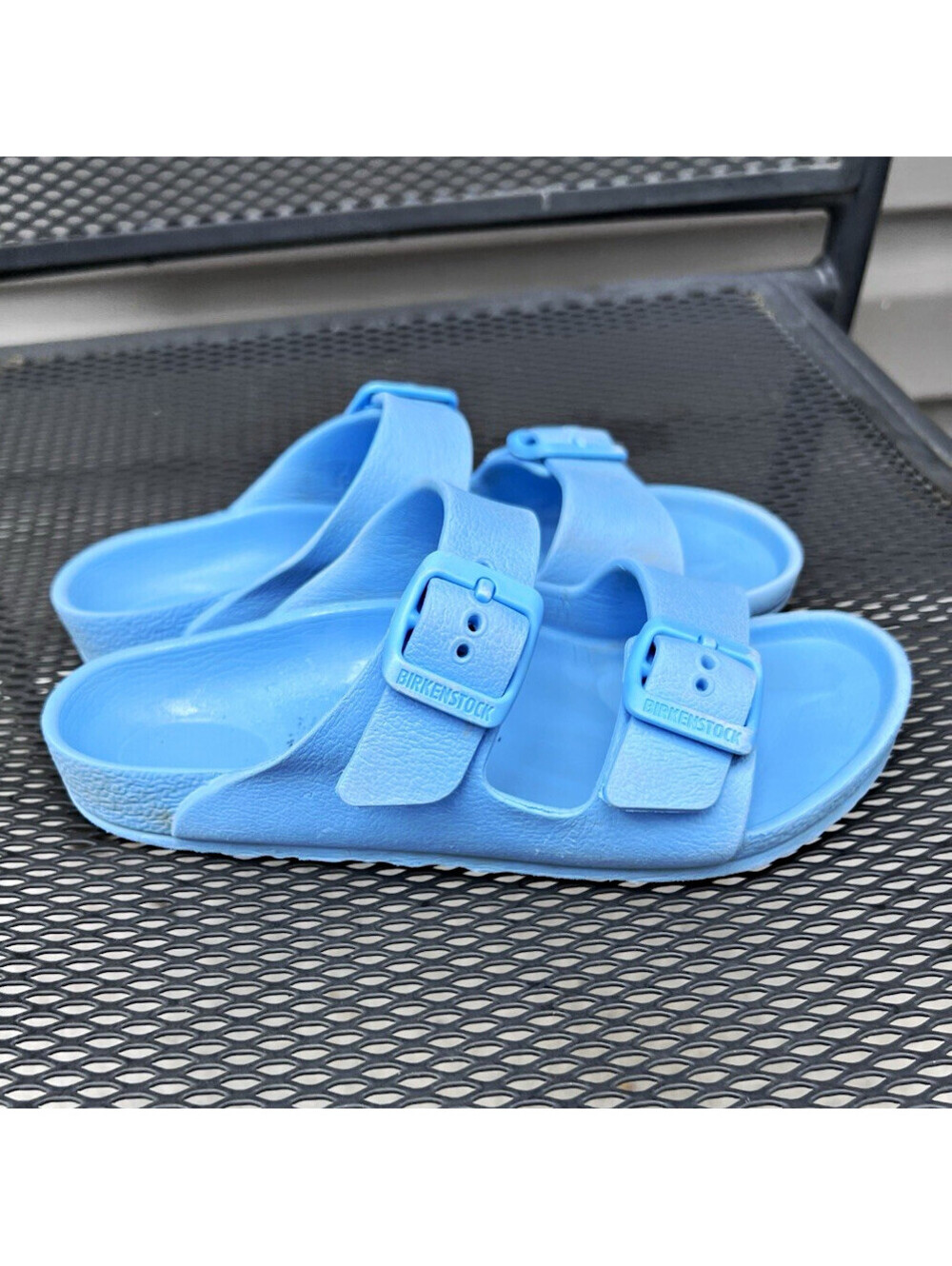 Birkenstock Arizona Essentials Blue EVA Slide Sandals Adjustable Buckle Kids 12